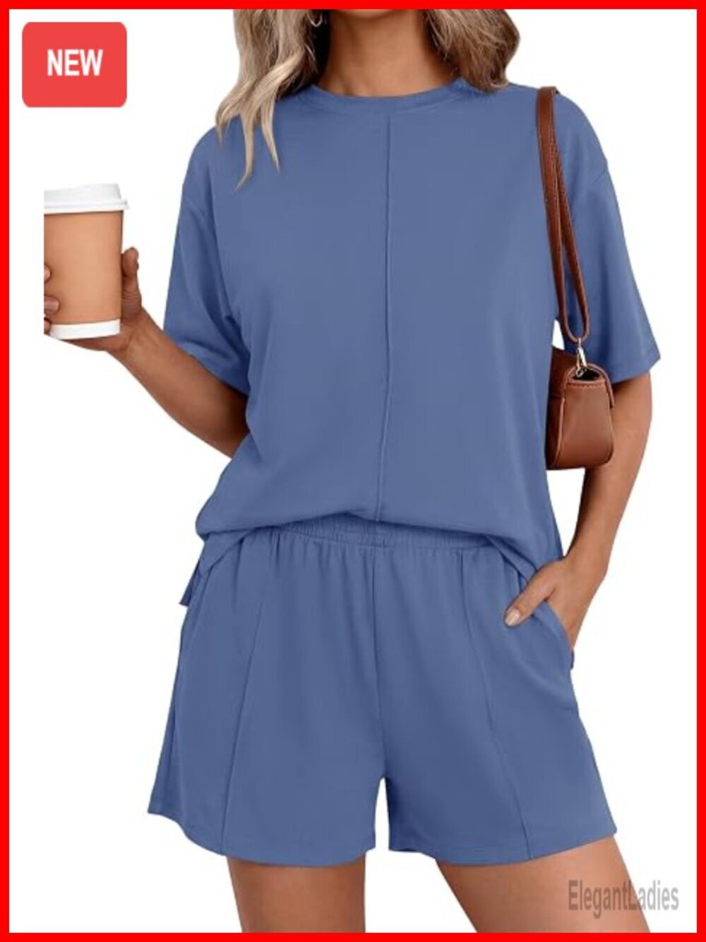 Casual 2 Piece Lounge Set Short Sleeve Top & Shorts Workout Outfit